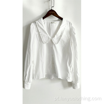 Blusa Branco Vintage Solto Francês